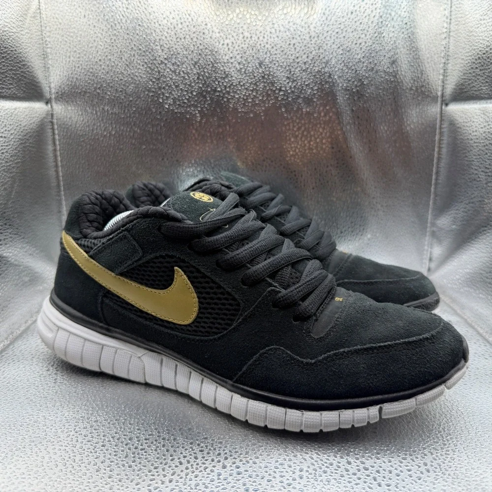 Size 10 Nike Free 5.0 James Curry Mens Black Gold Excellent Suede 317635-071